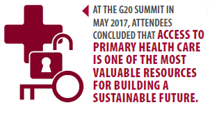 At the G20 summit in May 2017, attendees concluded that access to primary health care is one of the most valuable resources for building a sustainable future.